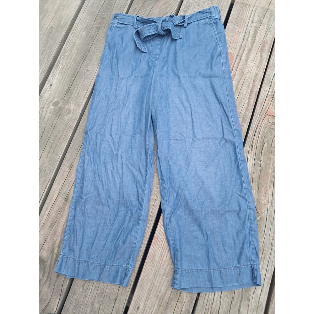 TalbotsWomens Wide Leg Pull On Travel Trouser Jeans Size L Blue Dark Wash J20